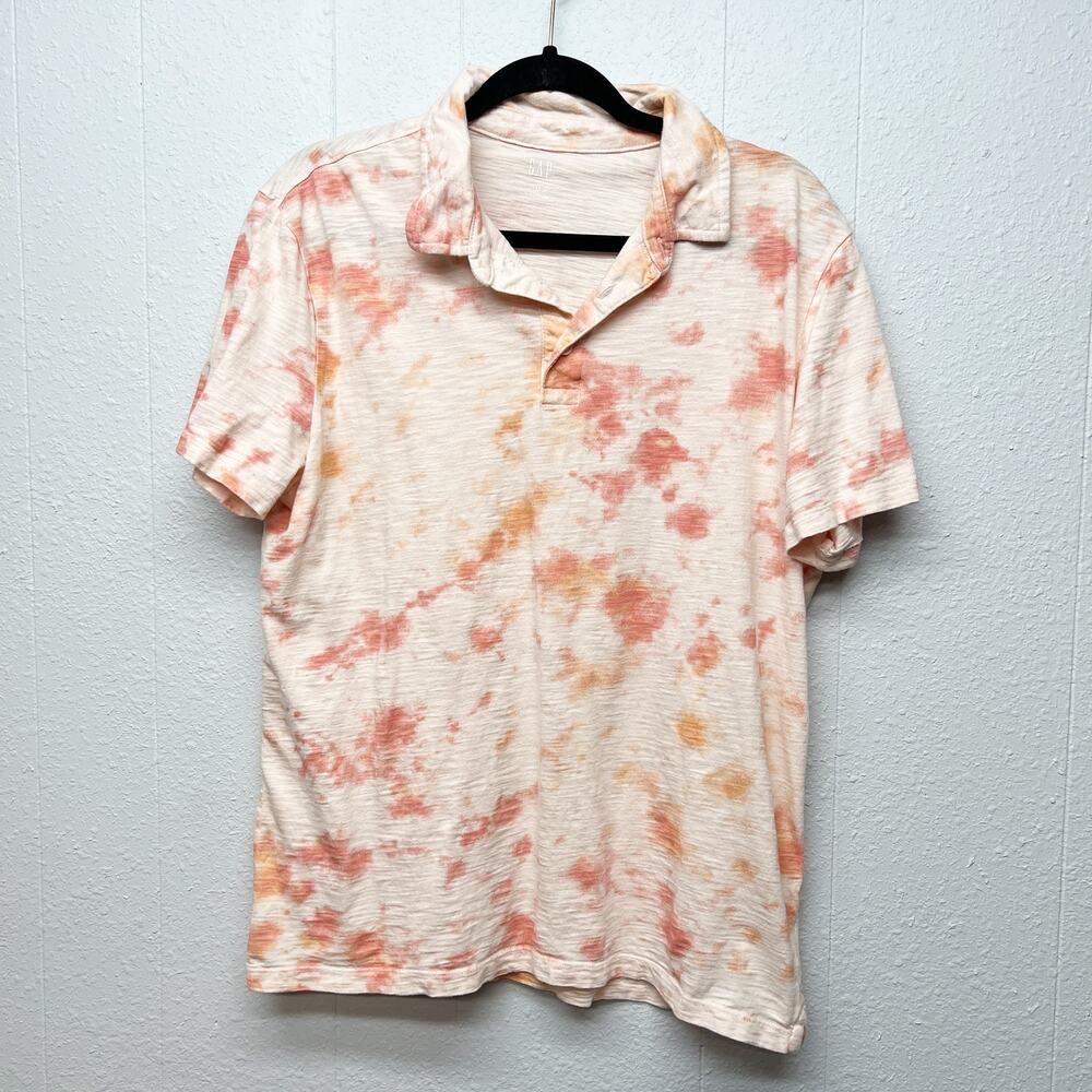 GAP Tie Dye Polo Womens Large Breathable Capsule Cotton Minimalist Casual